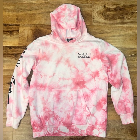 Maui & Sons Pink Tie Dye Hoodie Youth Large 14 - Picture 7 of 9